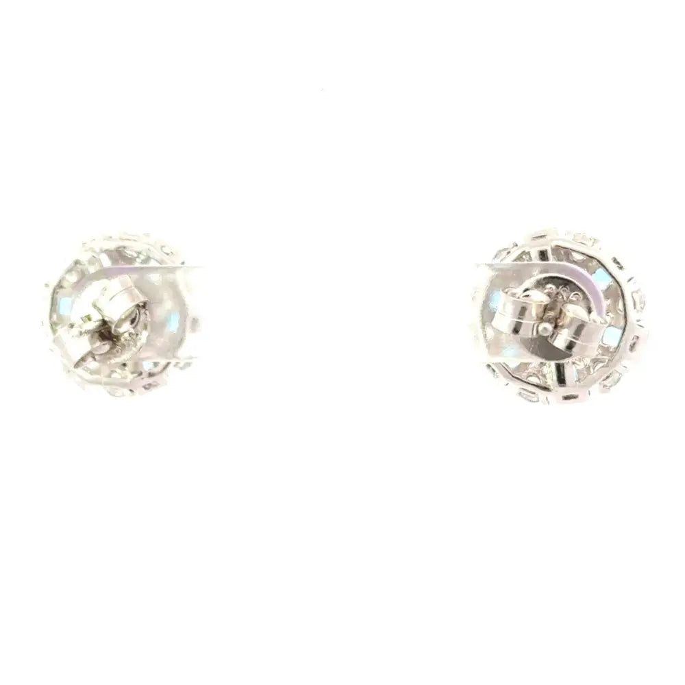Amethyst Blue Topaz & American Diamond Solid 925 Silver Round Stud Earrings Factory Price