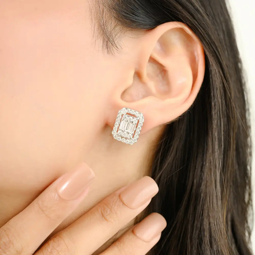 Luxurious Natural Diamond Statement Stud Earrings For Wedding Wholesale Price Jewelry