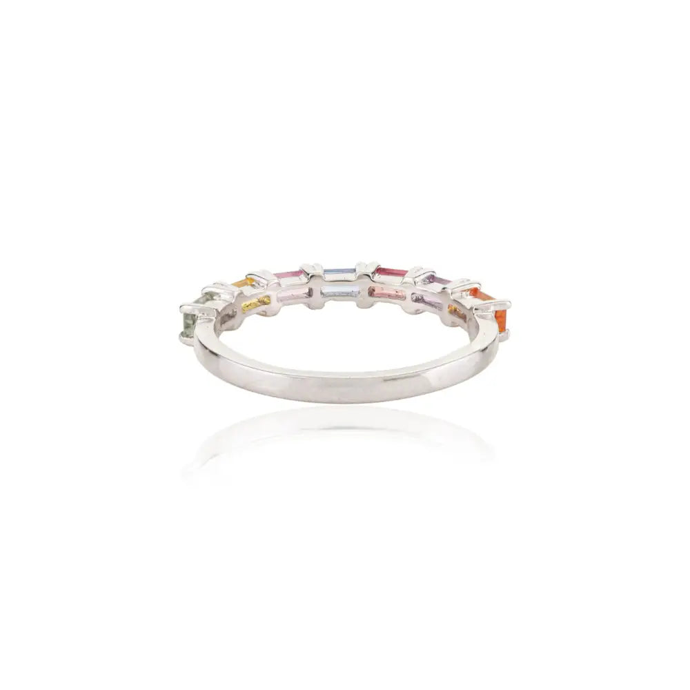Best Quality Product 18K White Gold Multi Stone Half Band Ring