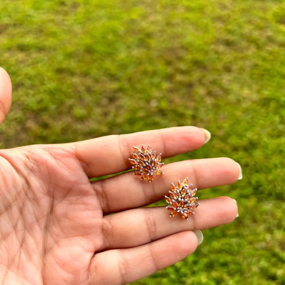 November Birthstone Marquise Shape Citrine Statement Stud Earrings For Wedding Set In Prong Setting