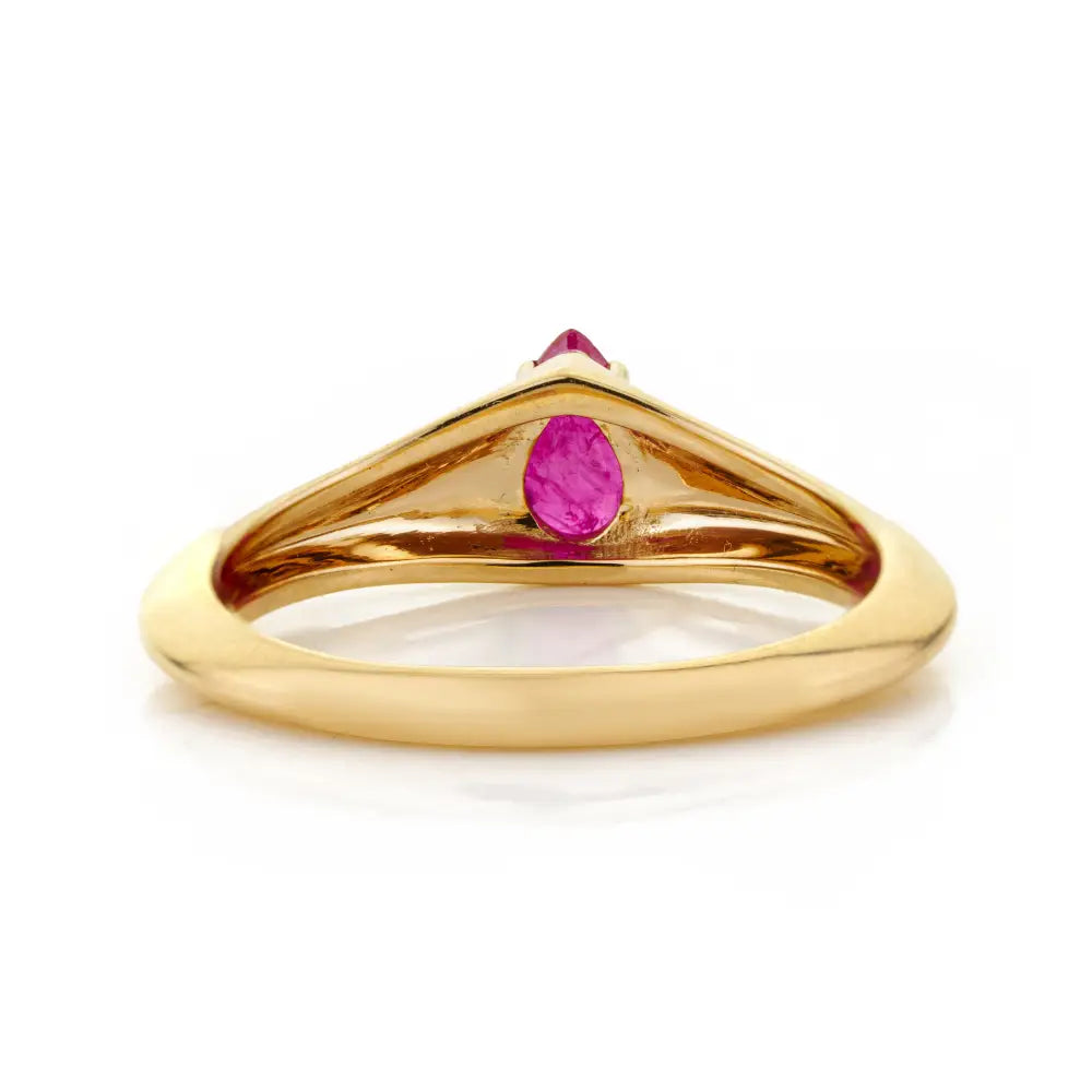 4x6 mm Pear Cut Ruby Gemstone Chunky Ring 14K Yellow Gold Anniversary Gift Jewelry