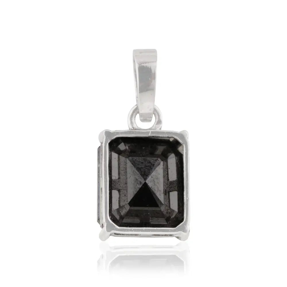 Prong Set 14K Solid White Gold Black Diamond Solitaire Pendant Customized Bulk Jewelry