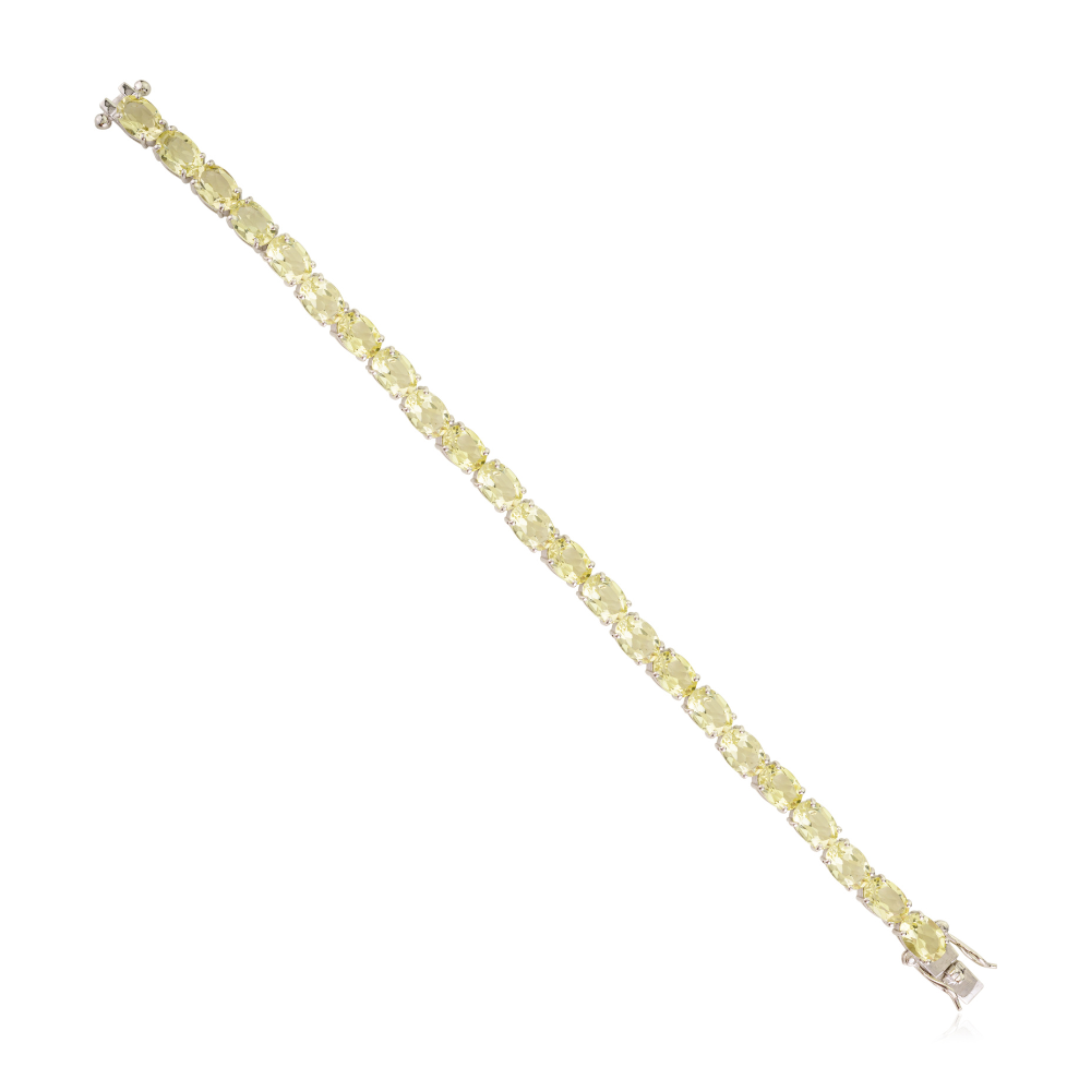Pure 925 Sterling Silver Jewelry For Women Genuine Lemon Quartz Sleek Bracelet For Birthday Gift