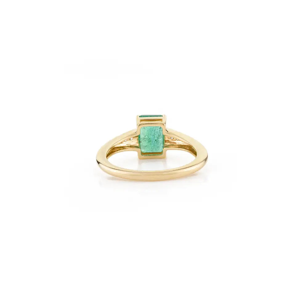 New Trendy Products Solid 18K Yellow Gold Emerald & Diamond Stackable Ring For Unisex