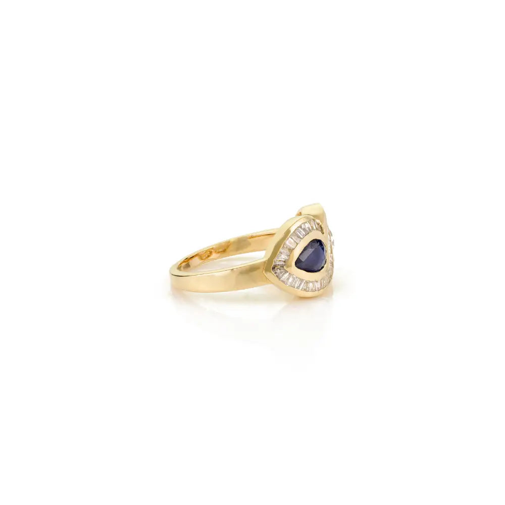 Luxury Blue Sapphire & Diamond 14K Gold Infinity Gemstone Wedding Ring Unique Jewelry