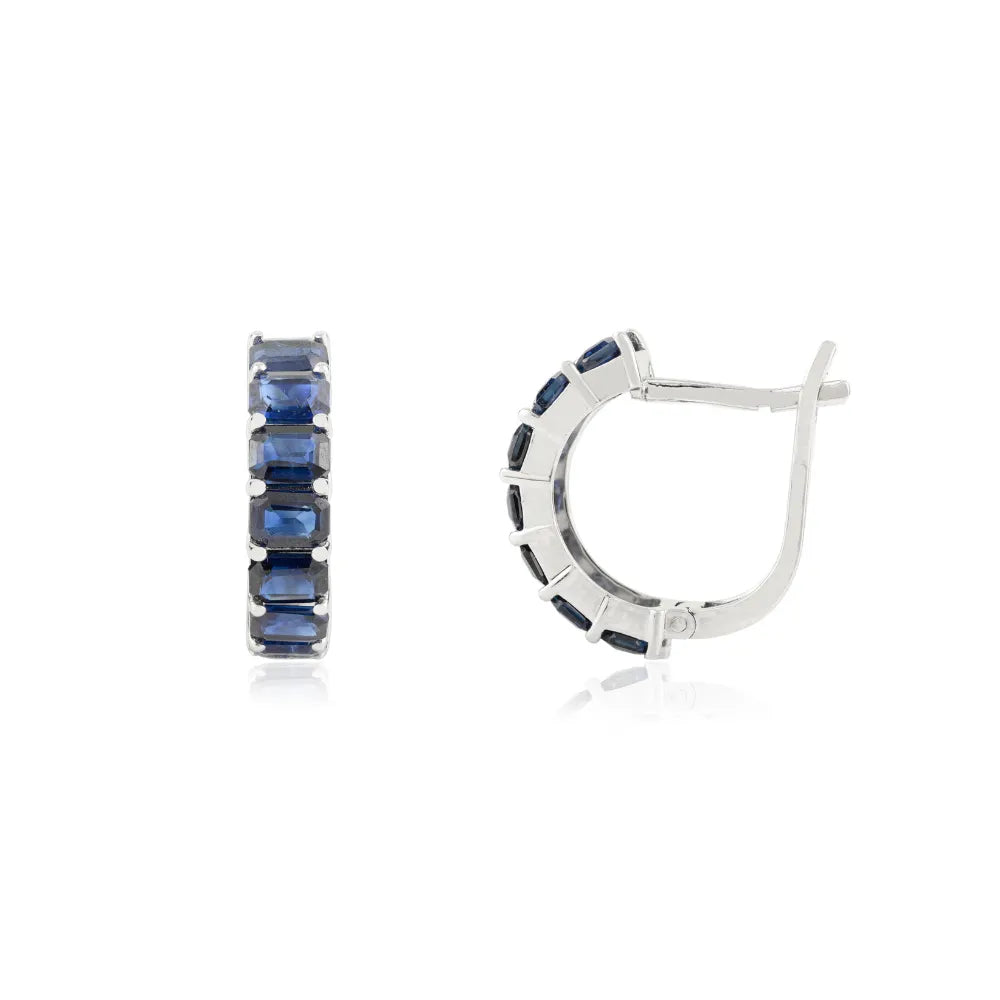 September Birthstone Wholesale Hoop Earrings In 100% Genuine Blue Sapphire Everyday Jewelry