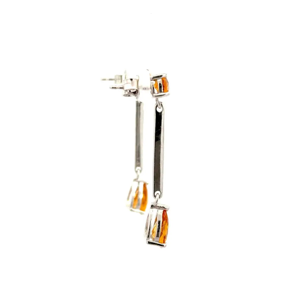 Designer Fine Jewelry Natural Citrine Dangle & Drop Earrings For Women Pure 925 Sterling Silver