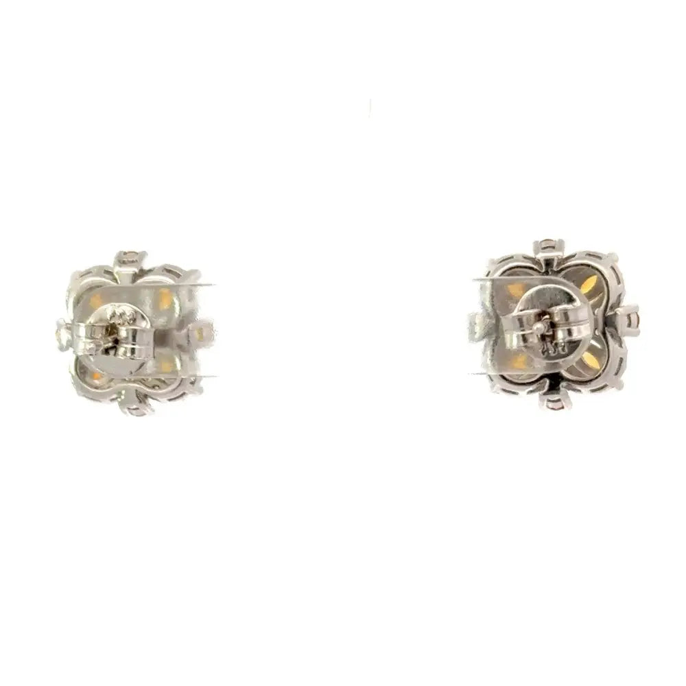 Superior Quality Natural Citrine & American Diamond Wedding Stud Earrings Exclusive Jewelry