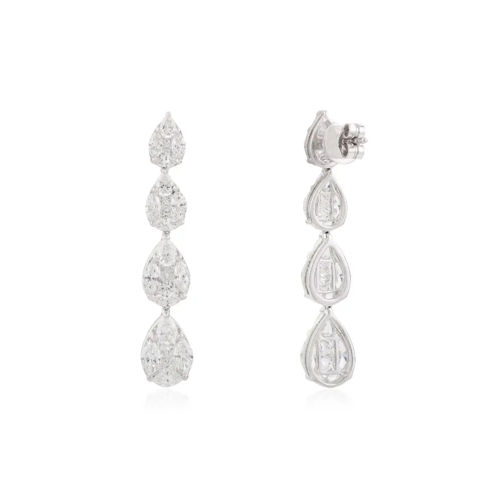 April Birthstone Natural Mix Cut Diamond Dangle Earrings For Women Wedding Jewelry