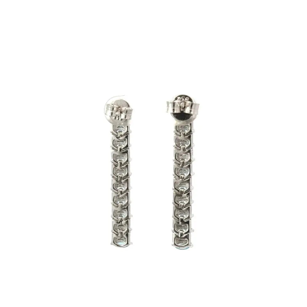 Exclusive Jewelry Blue Topaz & American Diamond Staright Dangle Earrings For Women Valentine's Day Gift