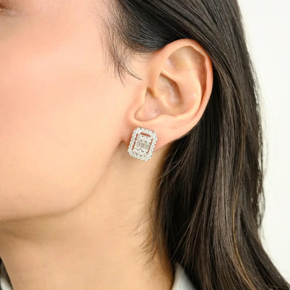 Luxurious Natural Diamond Statement Stud Earrings For Wedding Wholesale Price Jewelry