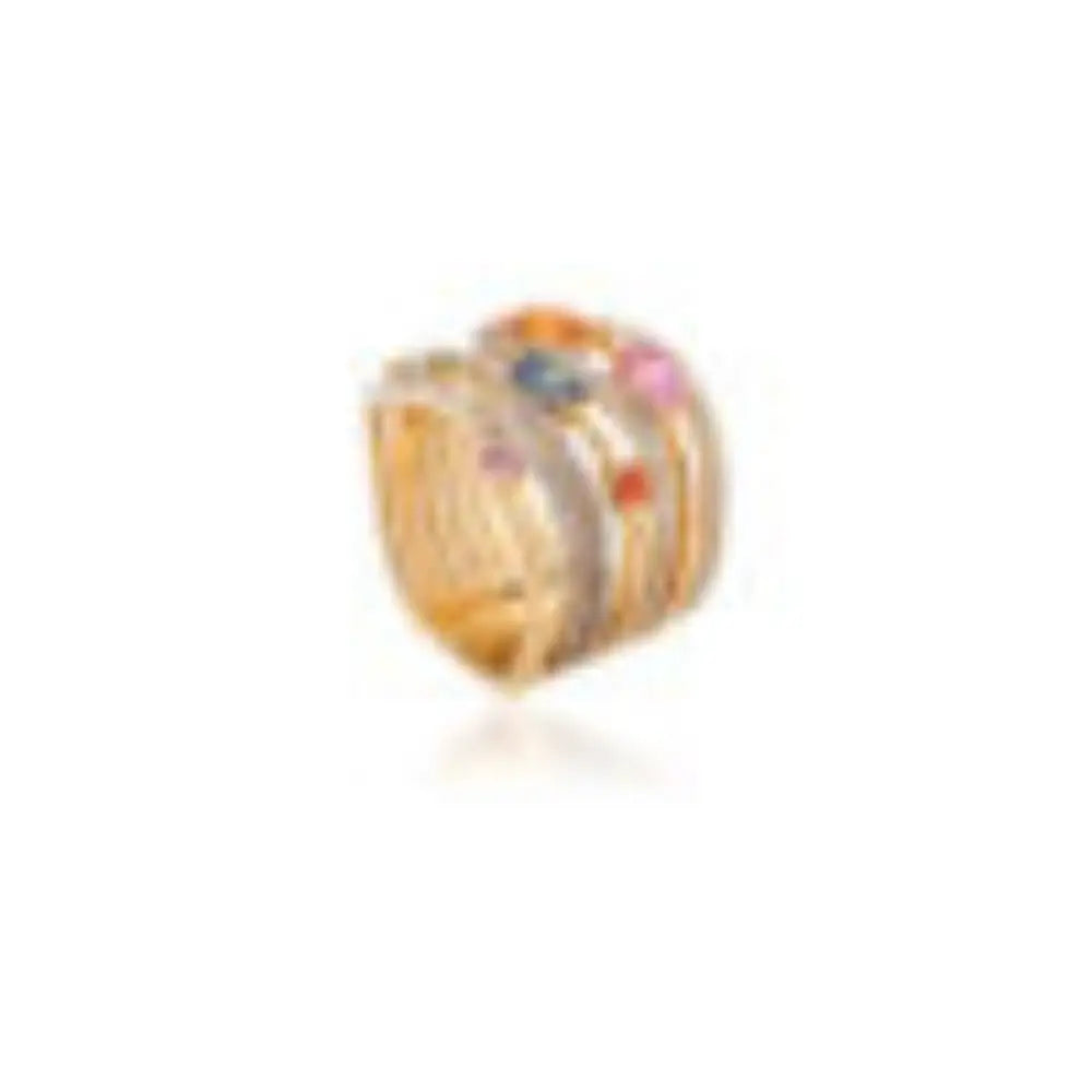 Bulk Jewelry Multi Gemstone & Diamond Solid 18K Yellow Gold Unique Ring