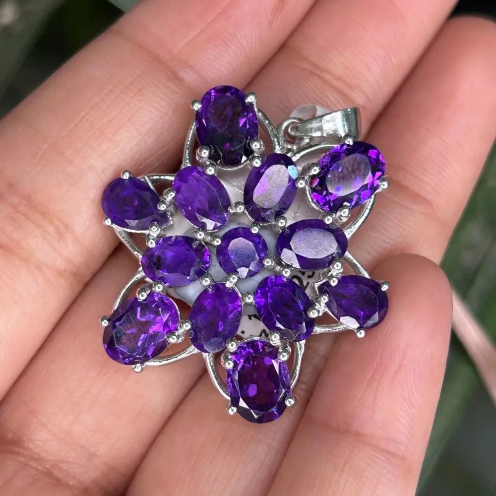 New Jewelry Collection Natural Purple Amethyst Gemstone Statement Pendant