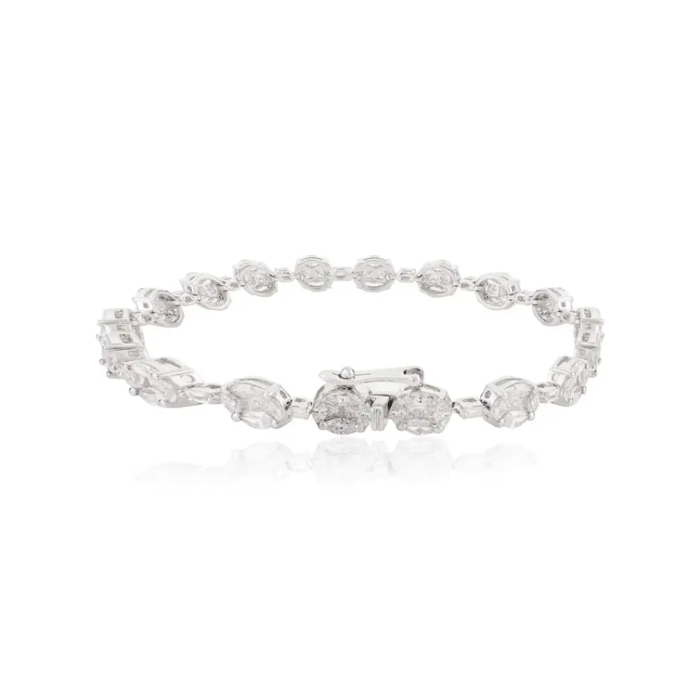 Unique Designer White Gold 100% Natural Diamond Stacked Tennis Bracelet For Unisex