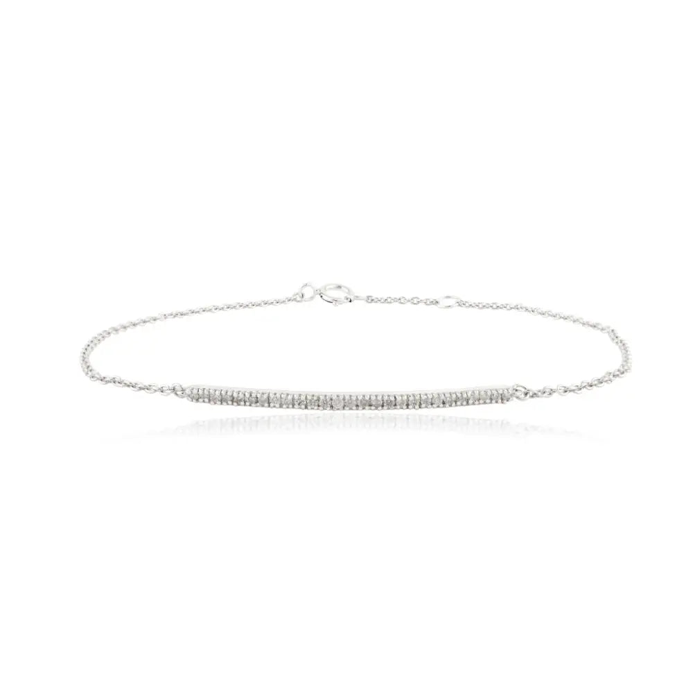 Elegant Simple Design Natural Diamond Bar Bracelet 14K White Gold Graduation Gift Jewelry