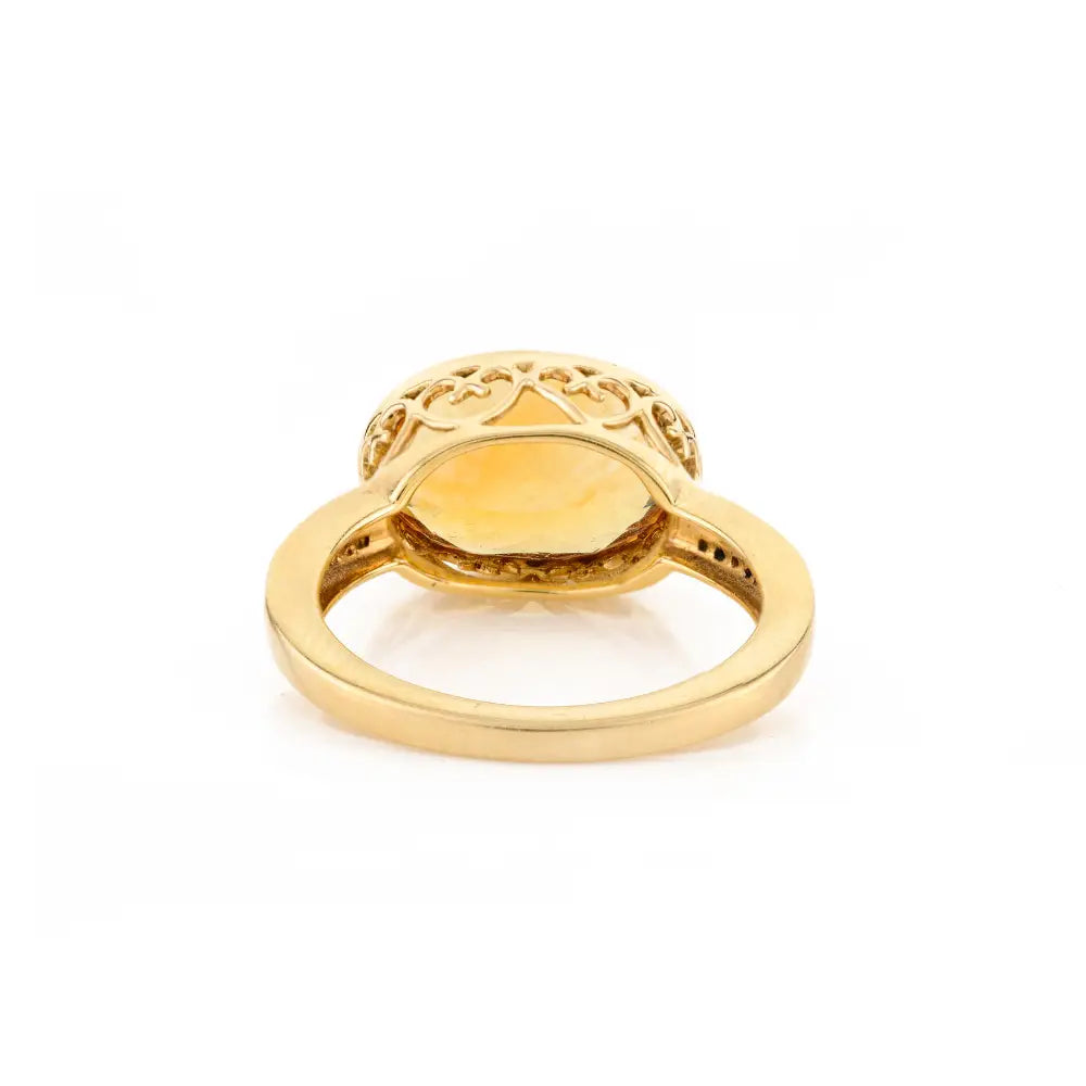 Classic Style 18k Yellow Gold Natural Citrine & Diamond Statement Ring For Wedding Custom Made Jewelry