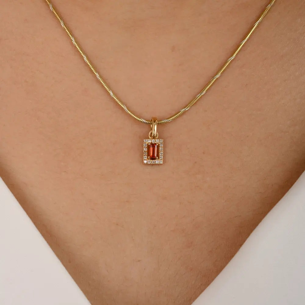 Best Selling Products 14K Yellow Gold Orange Sapphire & Diamond Minimal Pendant