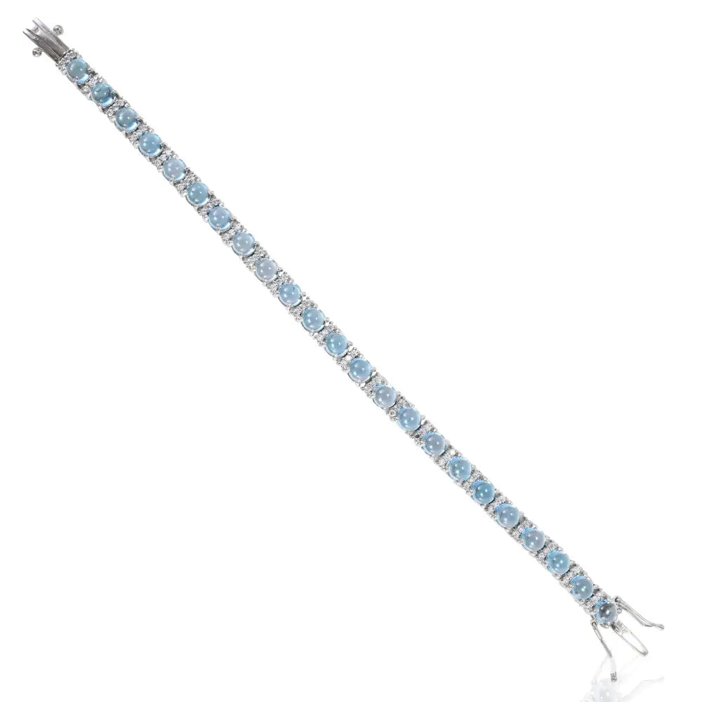 December Birthstone Blue Topaz & American Diamond Tennis Bracelet For Wedding Gift