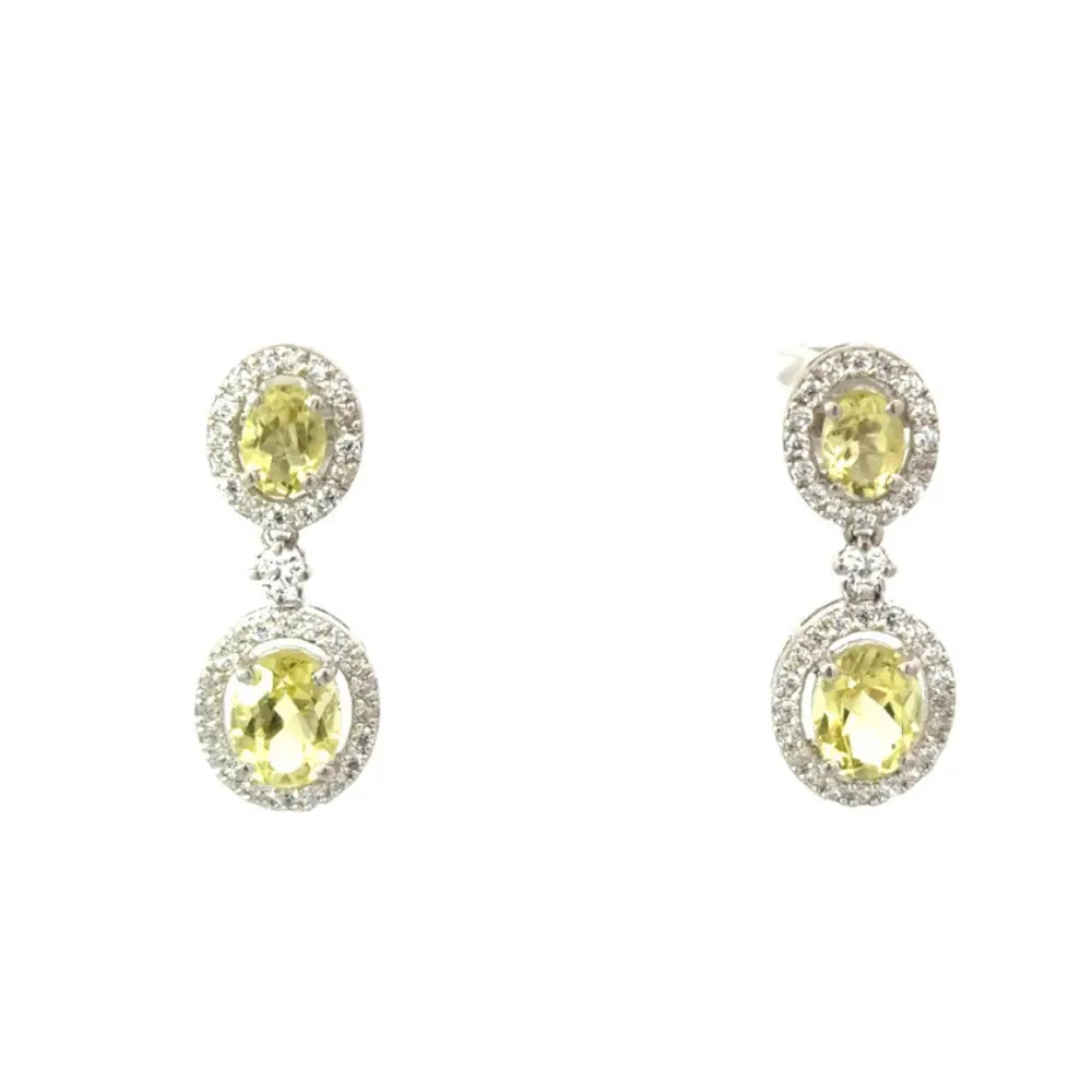 August Birthstone Peridot & American Diamond Drop Earrings For Wedding Custom Made Jewelry