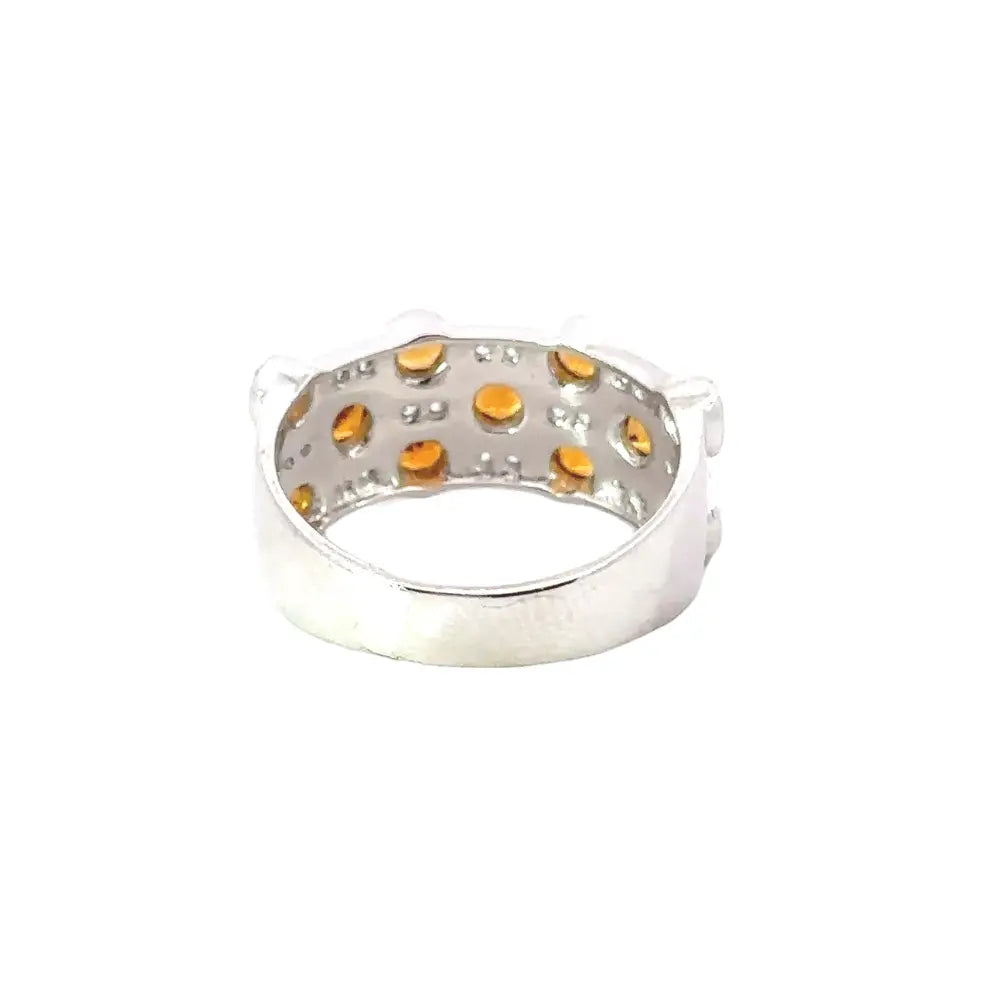 925 Sterling Silver Round Cut Citrine & American Diamond Bubble Band Ring For Unisex Handmade Jewelry