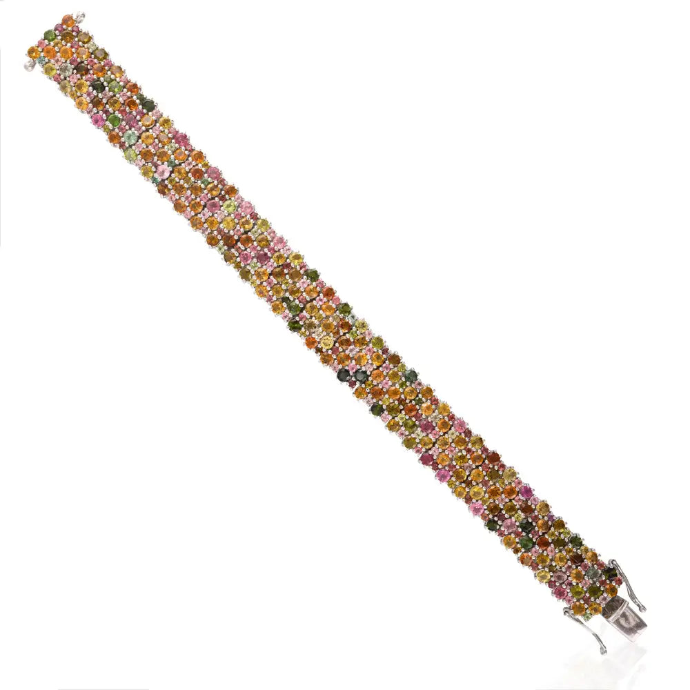 Women Jewelry Collection Handmade Multi Tourmaline Statement Bracelet Set In Prong Setting