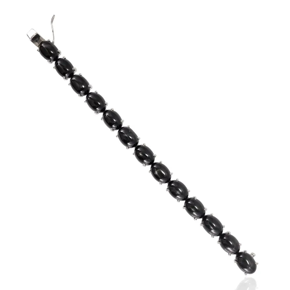 Newly Design Oval Cut Black Star 925 Sterling Silver Tennis Bracelet For Unisex Custom Jewelry