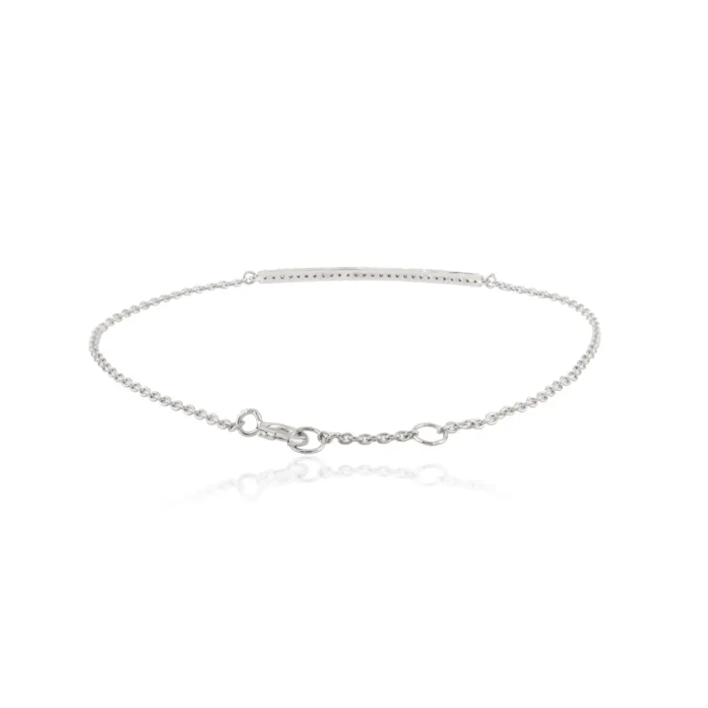 Elegant Simple Design Natural Diamond Bar Bracelet 14K White Gold Graduation Gift Jewelry