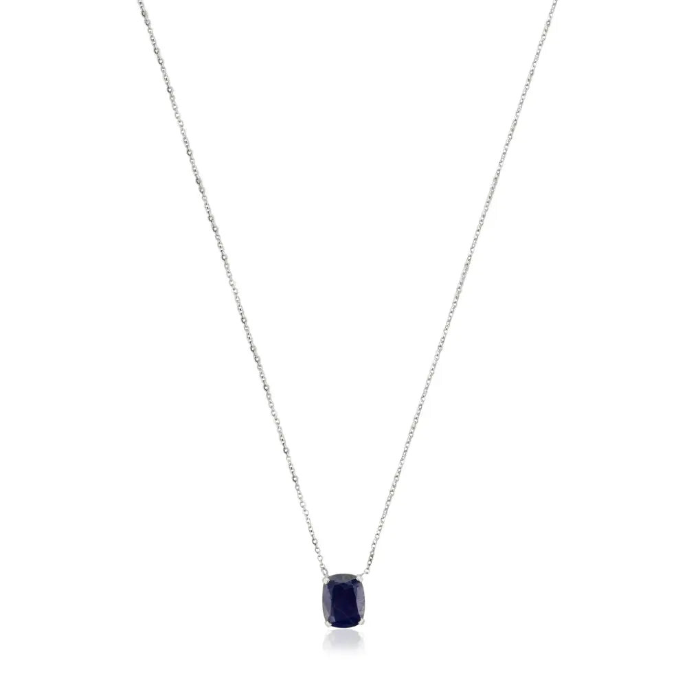 Buy Now K18 White Gold Blue Sapphire Single Stone Pendant Necklace Everyday Jewelry