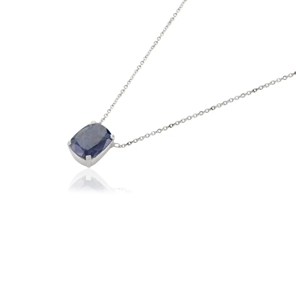 Buy Now K18 White Gold Blue Sapphire Single Stone Pendant Necklace Everyday Jewelry