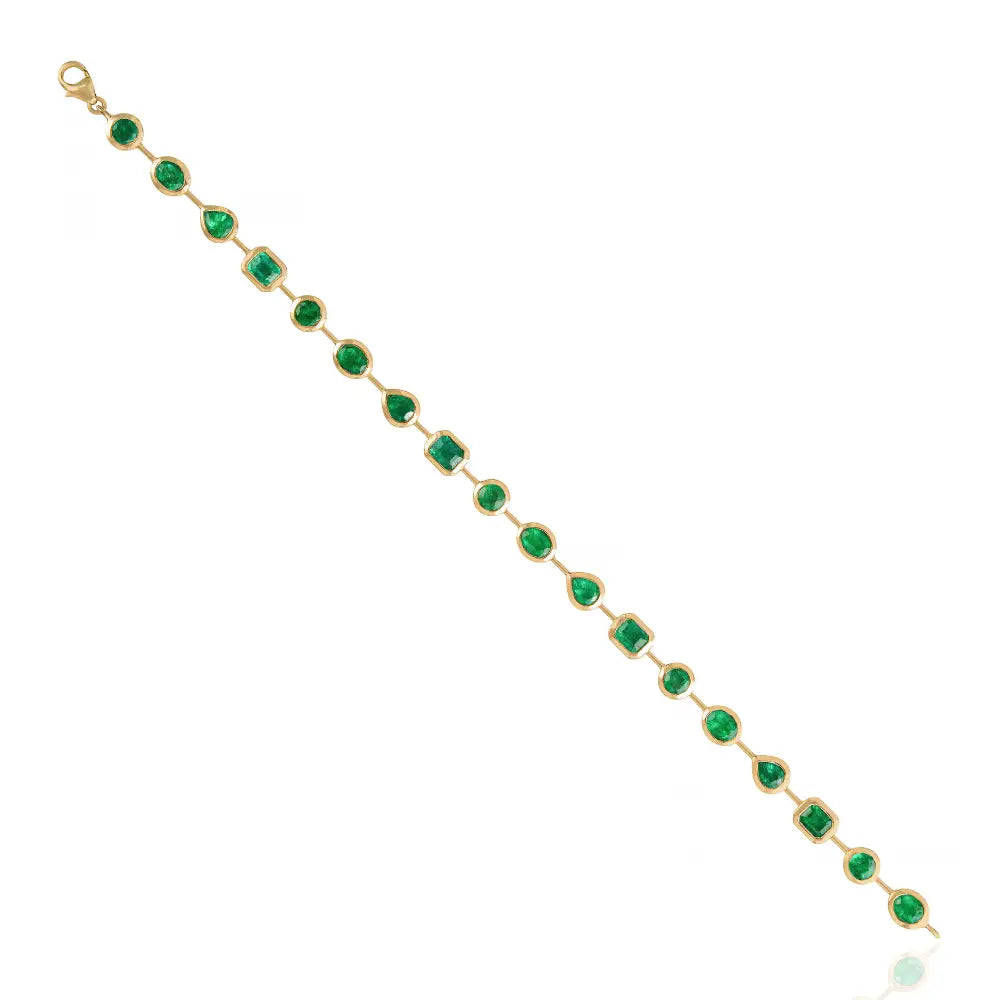 Latest Design Fine Emerald Tennis Bracelet K14 Yellow Gold Stackable Wedding Bulk Jewelry