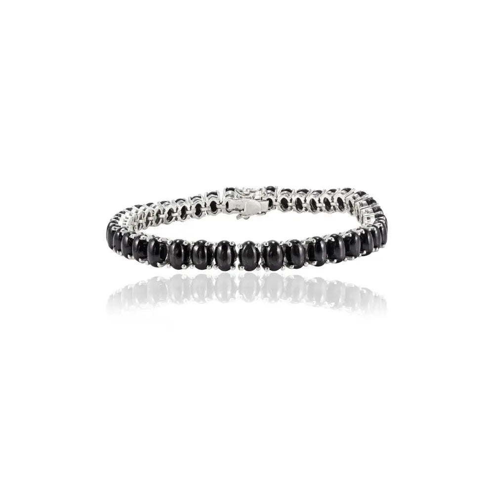 Elegant & Classic Oval Cut Black Star 925 Sterling Silver Tennis Bracelet For Unisex Low Price