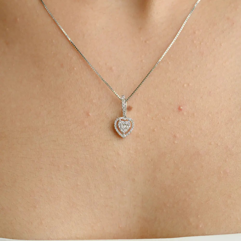 Best Selling Product Natural Diamond 18K Fine White Gold Heart Dainty Pendant