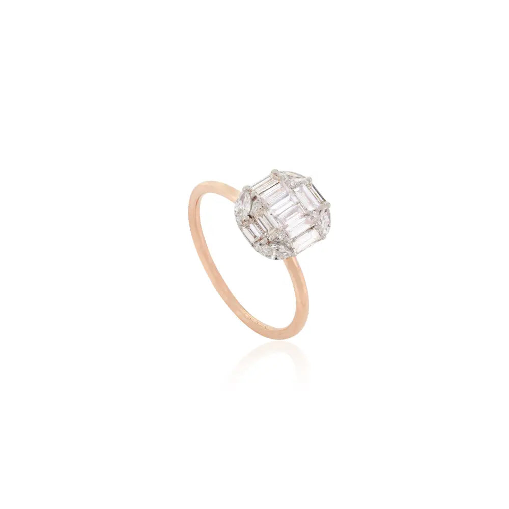 Wholesale Price Natural Mix Cut Diamond Engagement Ring 18K Rose Gold Bridesmaid Gift