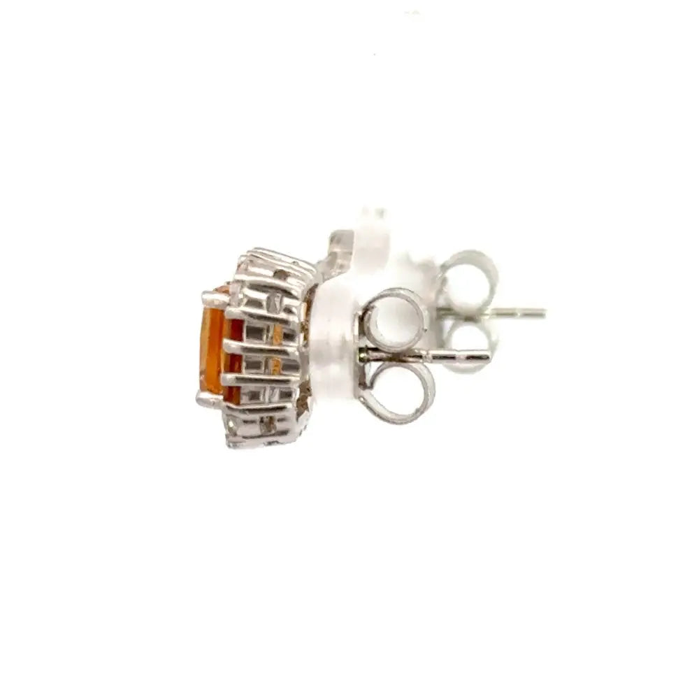 Natural Gemstone Citrine & American Diamond Minimal Stud Earrings Top Quality 925 Silver