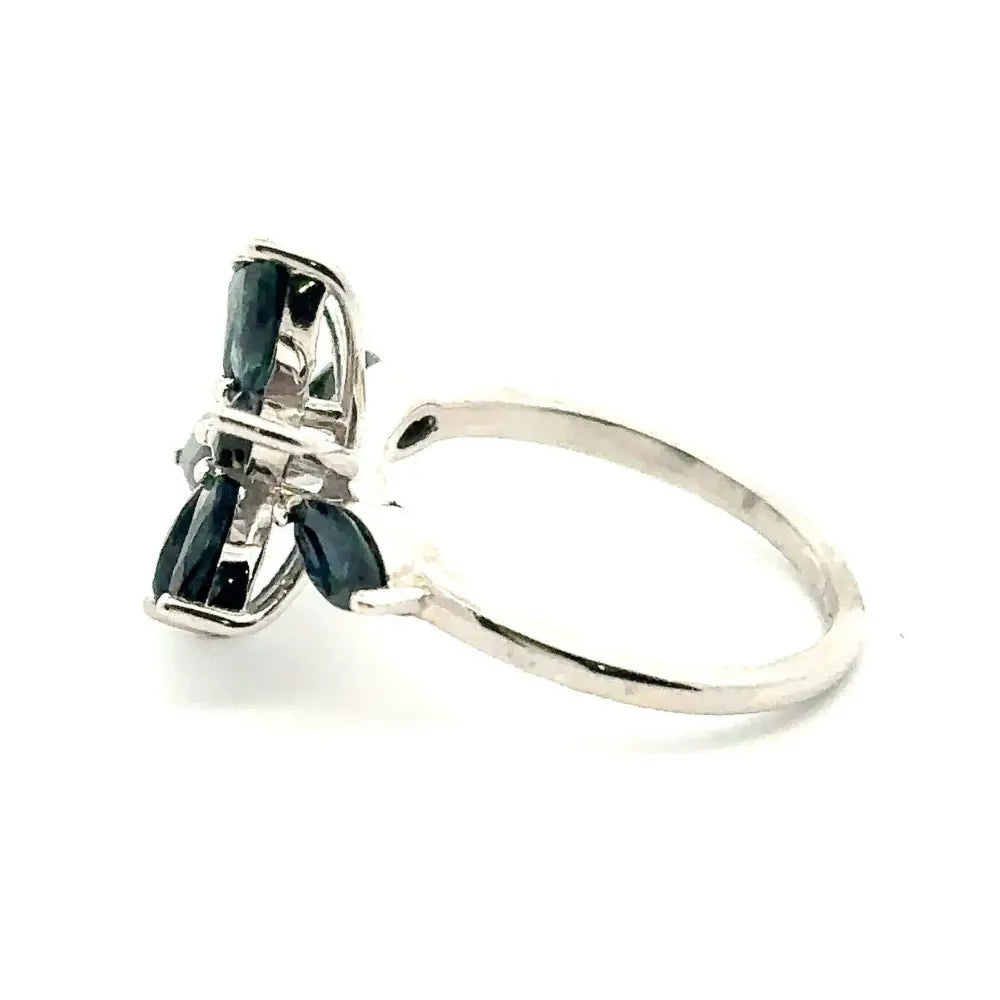 New Arrivals Latest Design Blue Sapphire Flower Shape Index Finger Ring Custom Made Jewelry
