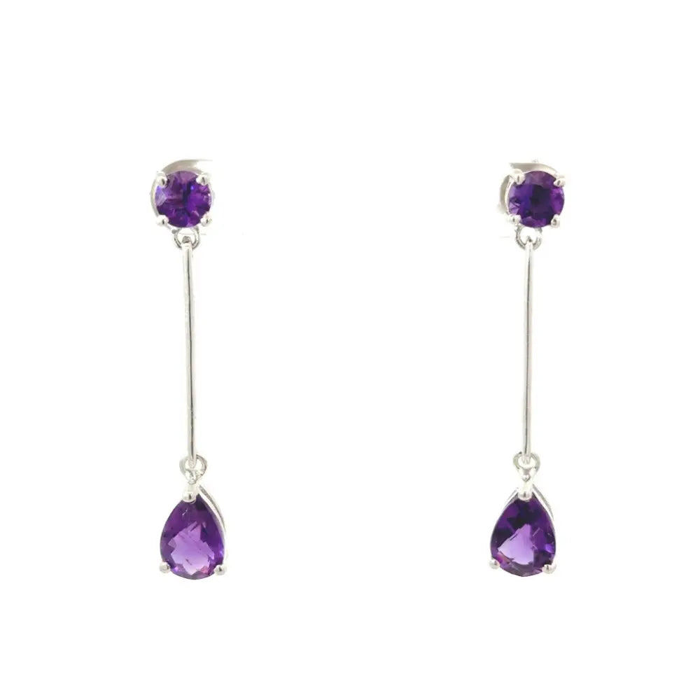 Handcrafted Jewelrt Manufacturer 925 Silver Genuine Amethyst Long Dangle Earrings For Women