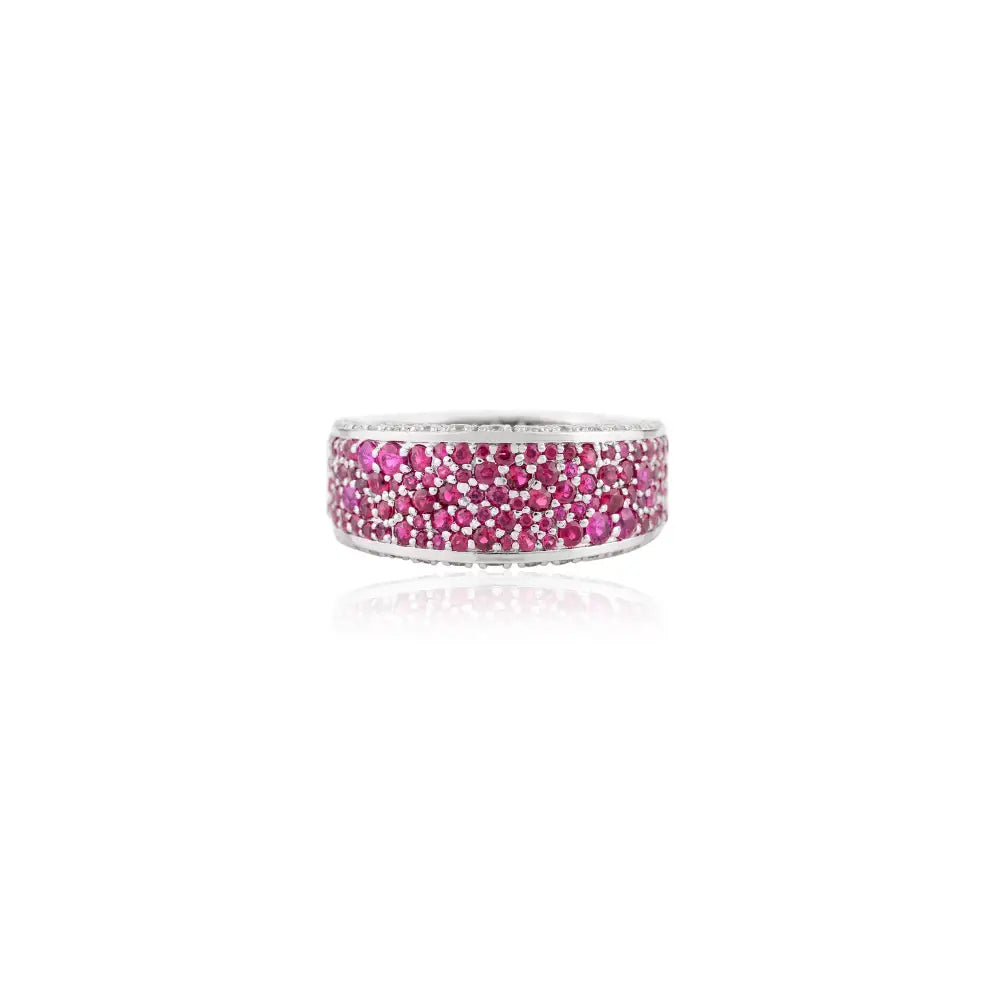 July Birthstone Fine Round Cut Ruby & Diamond Wedding Band Ring Valentine's Day Gift