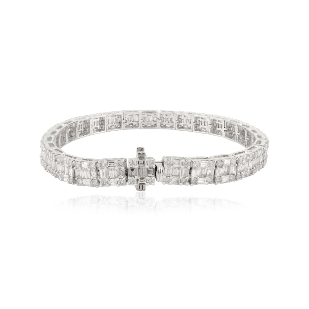 Sparkle Jewelry 14K White Gold Natural Diamond Statement Tennis Bracelet Wedding Accessories