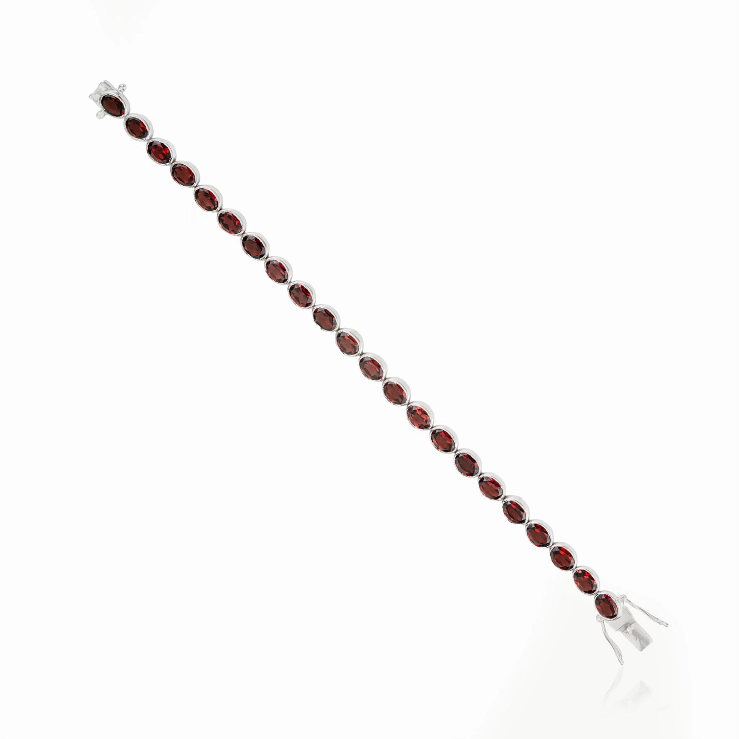 Stunning 925 Sterling Silver Oval Cut Natural Garnet Tennis Bracelet For Women's Party Wear
