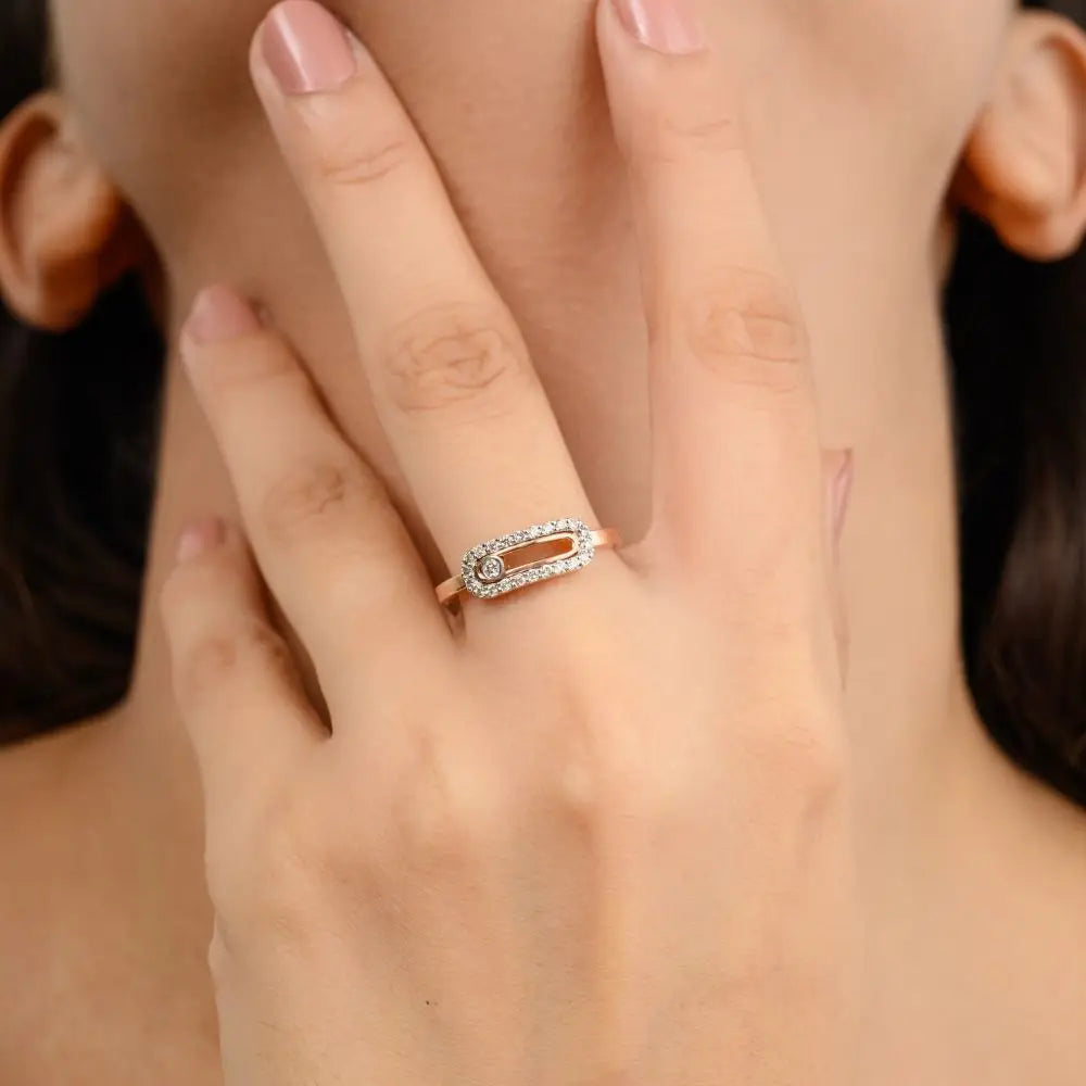 Best Quality Real Diamond Uno Pave Minimalist Ring in 14k Rose Gold