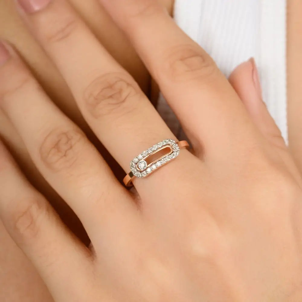 Best Quality Real Diamond Uno Pave Minimalist Ring in 14k Rose Gold