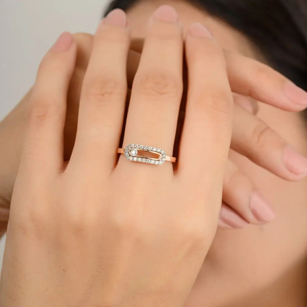 Best Quality Real Diamond Uno Pave Minimalist Ring in 14k Rose Gold
