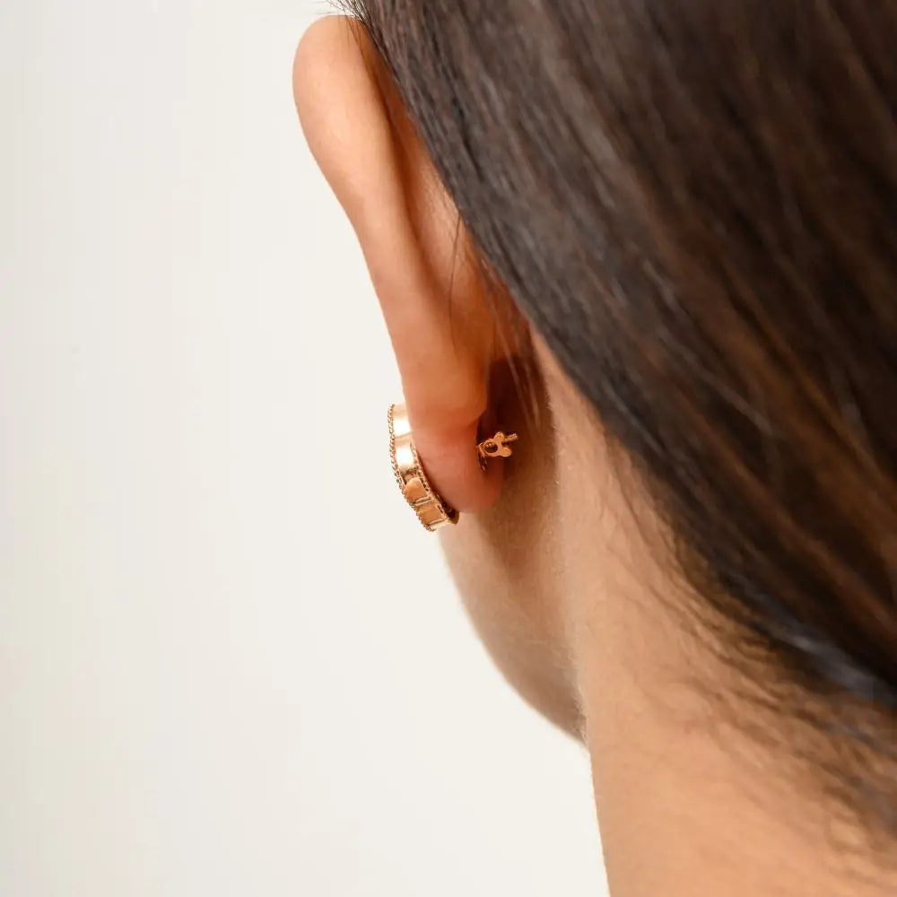 High-Quality Black Onyx & Diamond Clover Stud Earrings in 18k Rose Gold