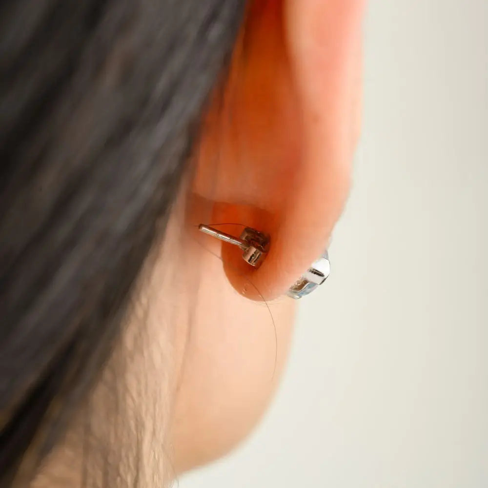 Trillion Cut Natural Aquamarine Stud Earrings in 14k Solid White Gold
