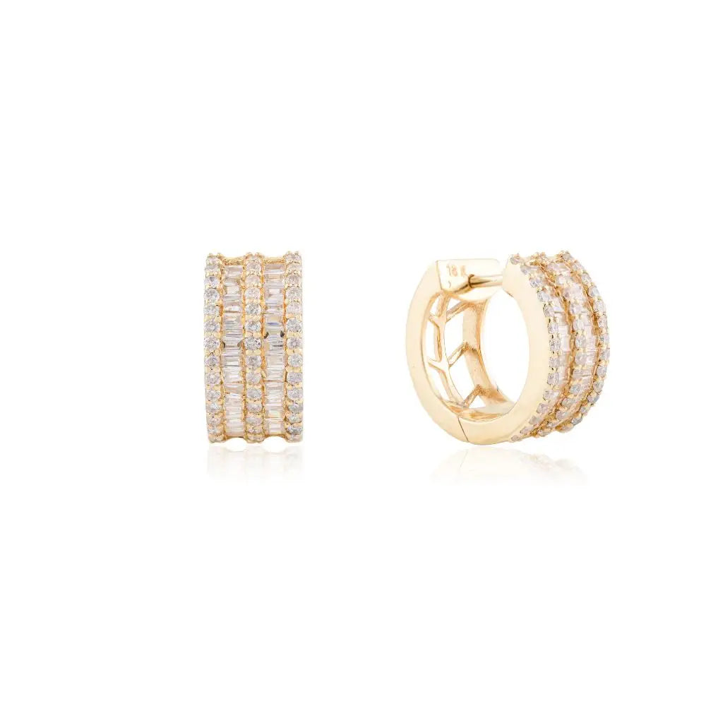 100% Genuine Diamond & 18k Solid Yellow Gold Huggie Hoop Earrings