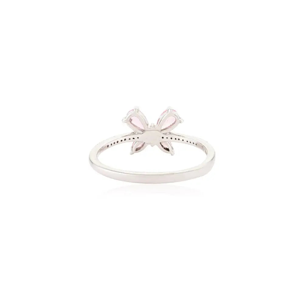 Classic Design Natural Tourmaline & Diamond Butterfly Promise Ring in 18k White Gold