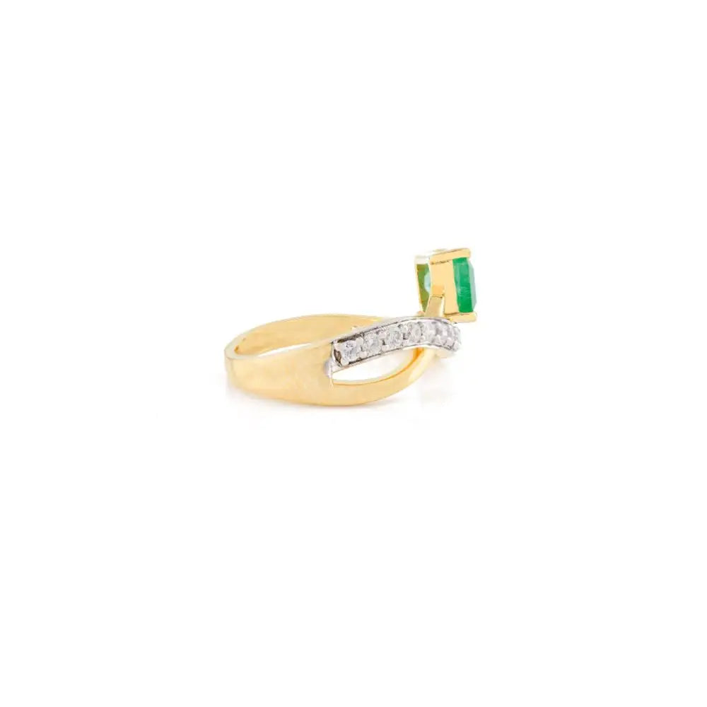 Top Quality Elegant Natural Octagon Cut Emerald & Diamond Wedding Ring for Women