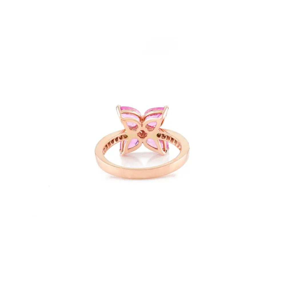Buy Floral Ring in Natural Pink Sapphire & Diamond With 14k Rose Gold