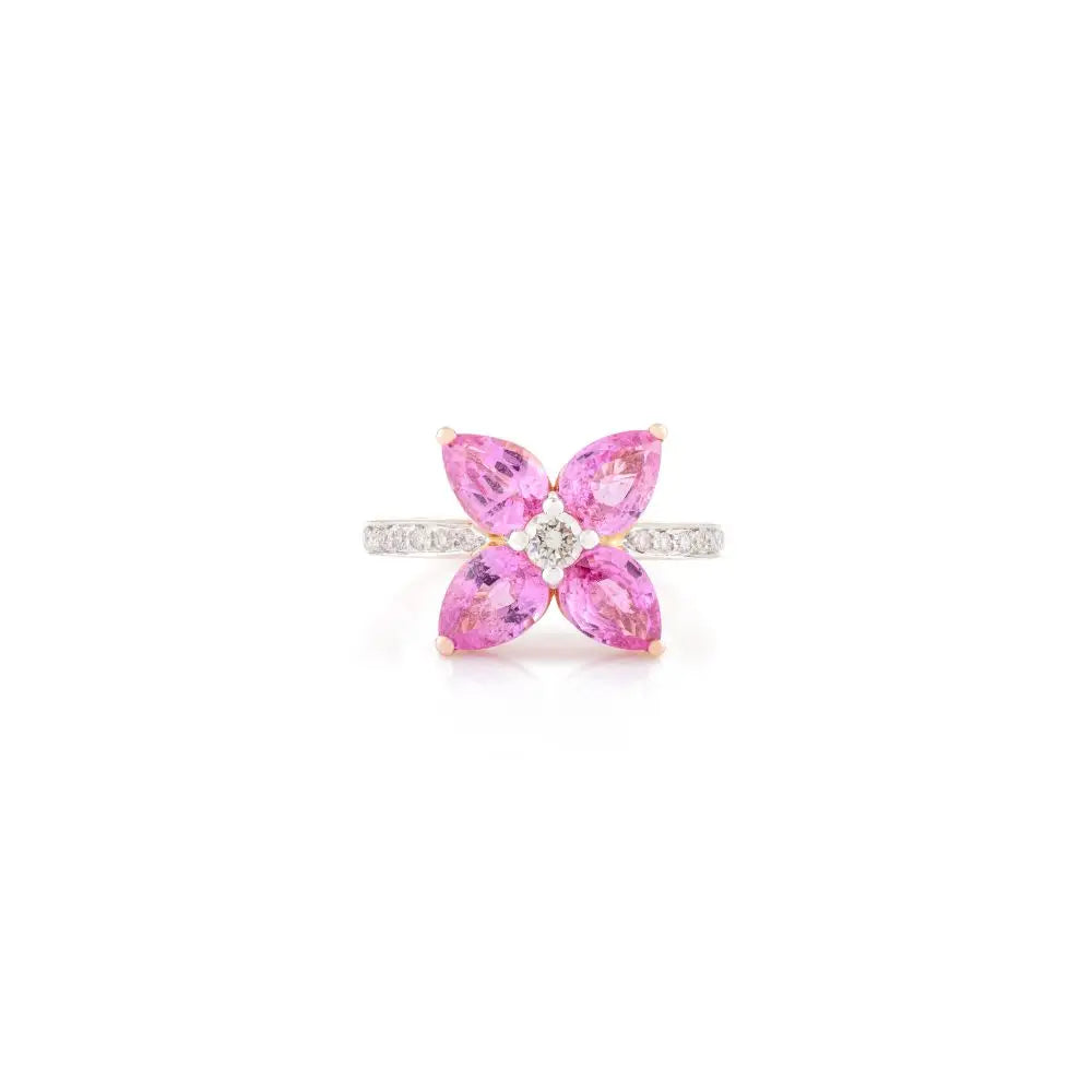 Buy Floral Ring in Natural Pink Sapphire & Diamond With 14k Rose Gold