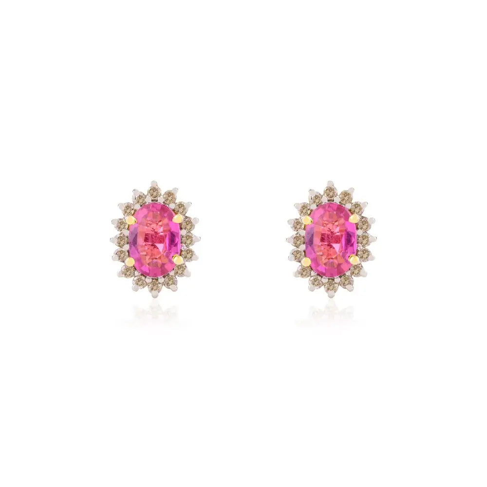 Best Quality 14k Solid Yellow Gold Ruby & Diamond Stud Earrings